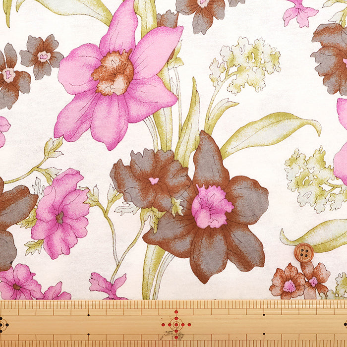 UV-treated, Mercerized Cotton 80/2 Combed Rib Knit Printed Fabric - Flower - nomura tailor