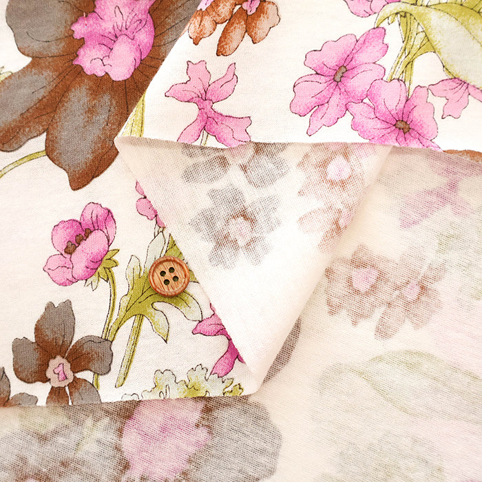 UV-treated, Mercerized Cotton 80/2 Combed Rib Knit Printed Fabric - Flower - nomura tailor