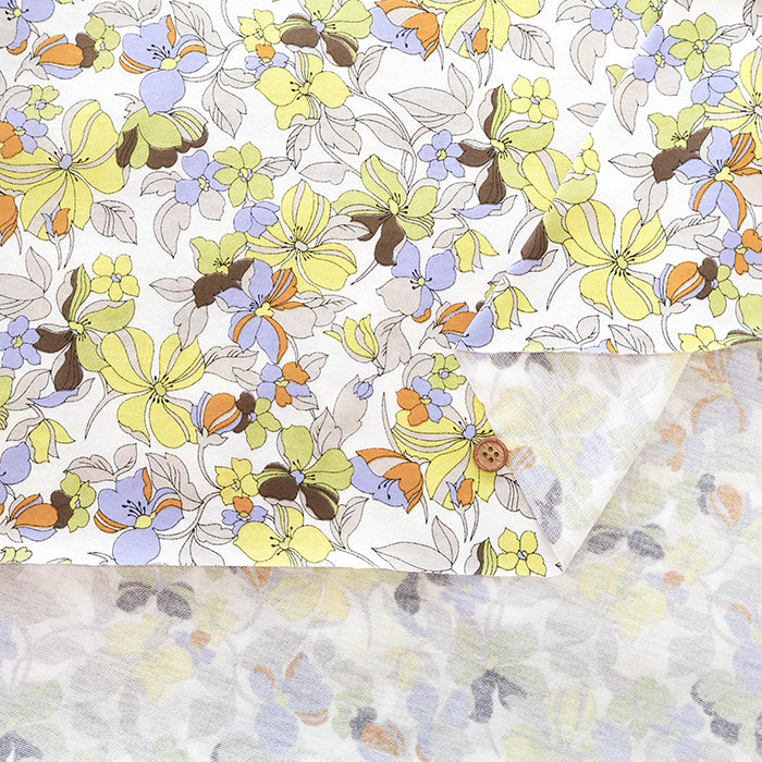 UV-treated, Bio-finished Cotton 60/2 Jersey Printed Fabric - Flower - nomura tailor