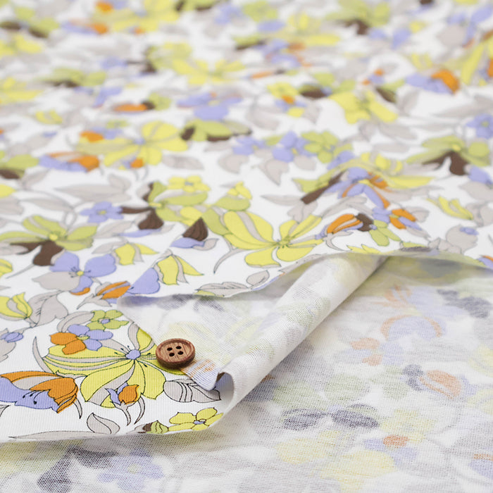 UV-treated, Bio-finished Cotton 60/2 Jersey Printed Fabric - Flower - nomura tailor