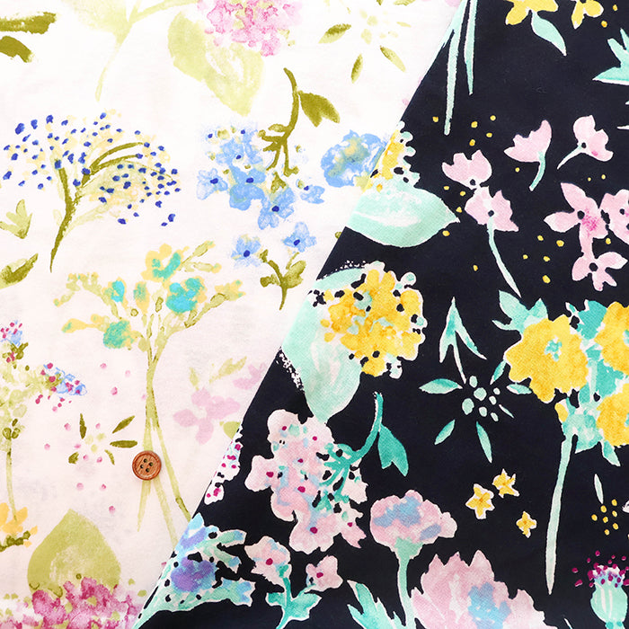 UV-treated, Bio-finished Cotton 60/2 Jersey Printed Fabric - Flower - nomura tailor