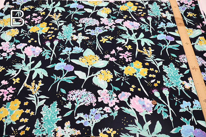 UV-treated, Bio-finished Cotton 60/2 Jersey Printed Fabric - Flower - nomura tailor