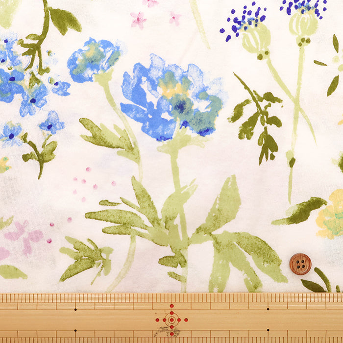 UV-treated, Bio-finished Cotton 60/2 Jersey Printed Fabric - Flower - nomura tailor