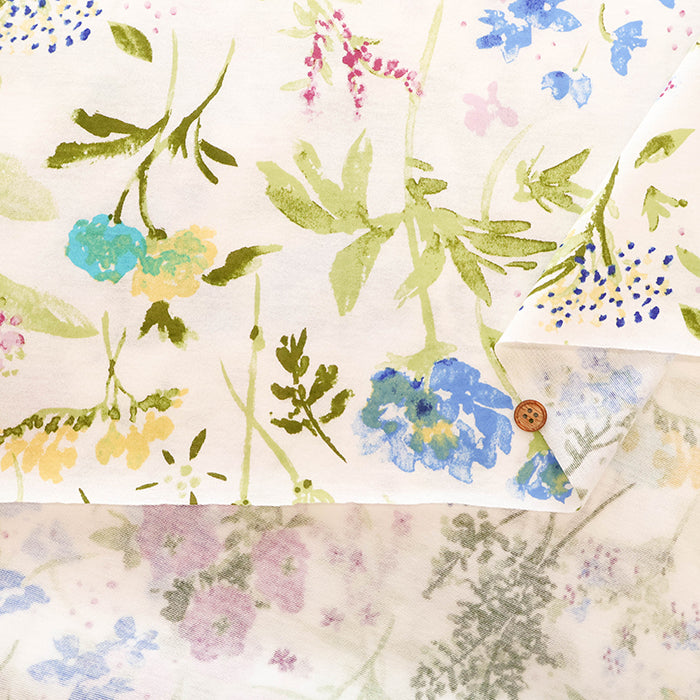 UV-treated, Bio-finished Cotton 60/2 Jersey Printed Fabric - Flower - nomura tailor