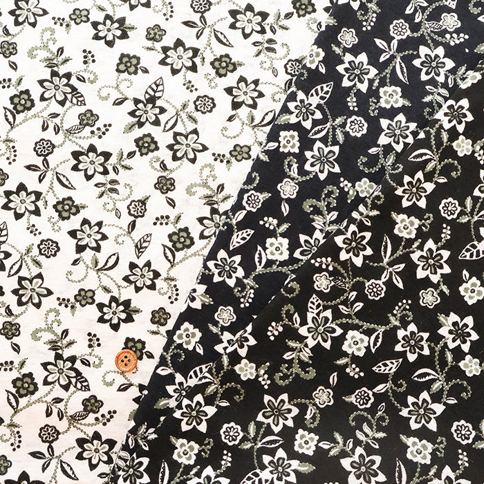 UV-treated, Mercerized Cotton 40/2 Rib Knit Printed Fabric - Flower - nomura tailor