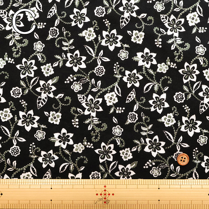 UV-treated, Mercerized Cotton 40/2 Rib Knit Printed Fabric - Flower - nomura tailor