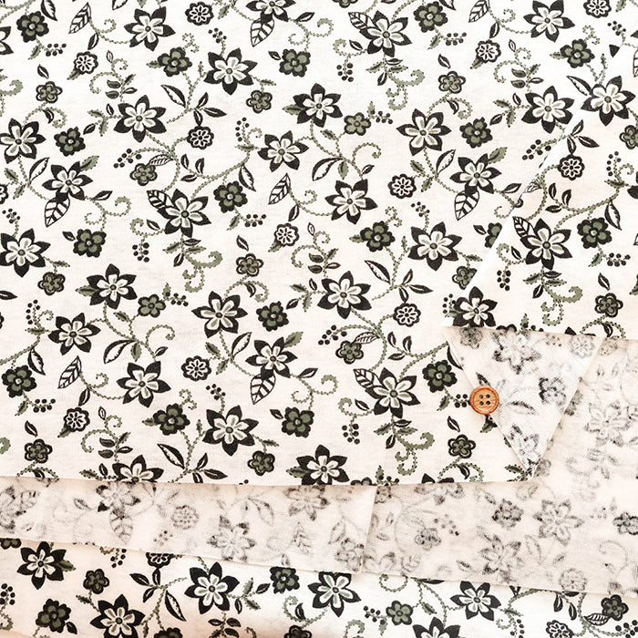 UV-treated, Mercerized Cotton 40/2 Rib Knit Printed Fabric - Flower - nomura tailor