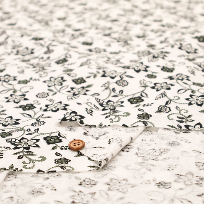 UV-treated, Mercerized Cotton 40/2 Rib Knit Printed Fabric - Flower - nomura tailor