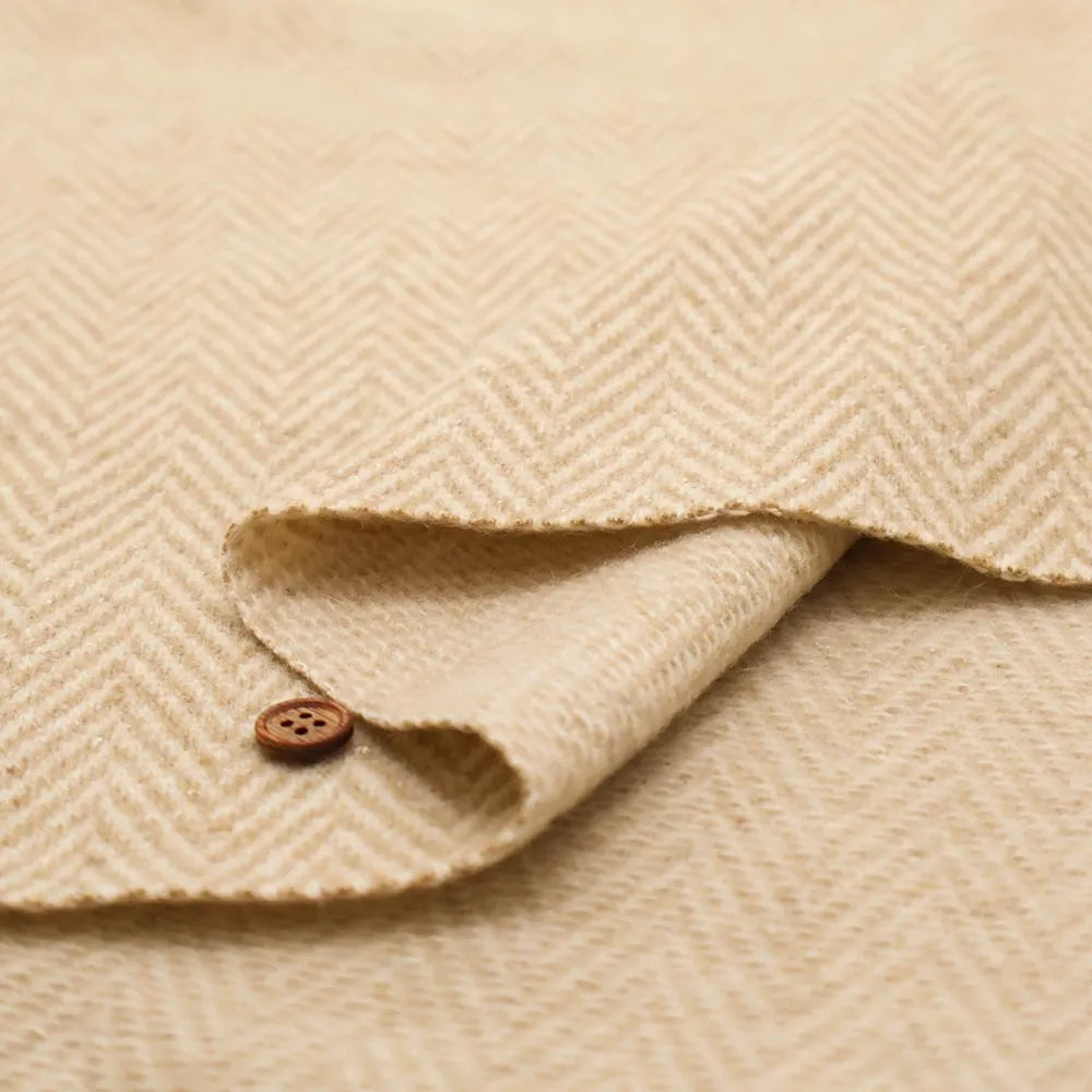Silk Blend Herringbone Tweed Fabric - nomura tailor