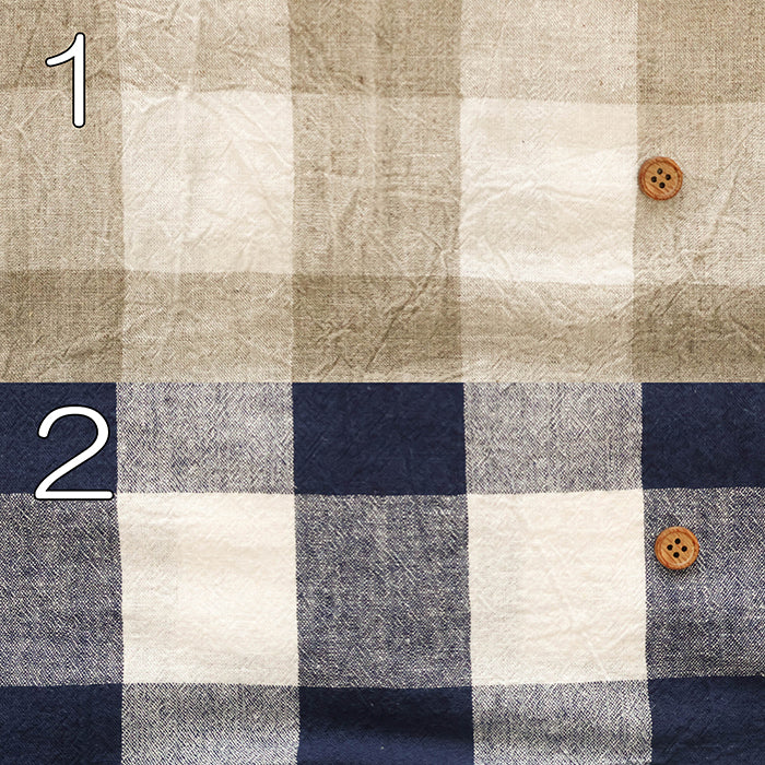 Washer-Processed C/L Block Check Fabric - nomura tailor