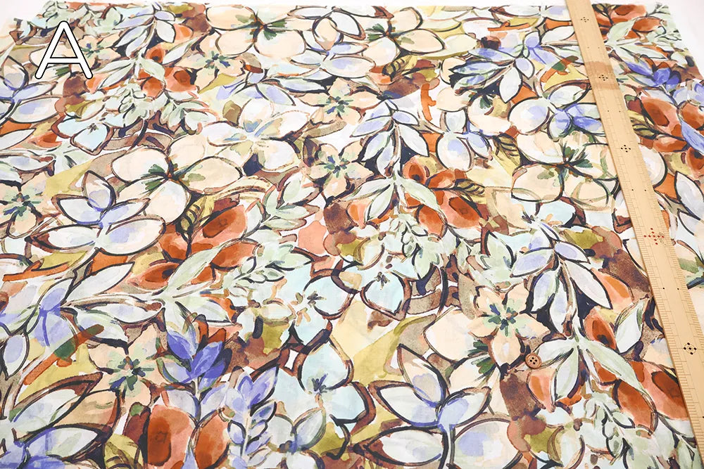 Made in France DEVEAUX Cotton Voile Printed Fabric - Watercolor Flower - nomura tailor