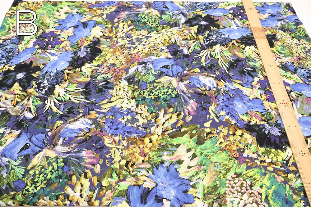 Made in France DEVEAUX Cotton Voile Printed Fabric - Painted Flowers - nomura tailor