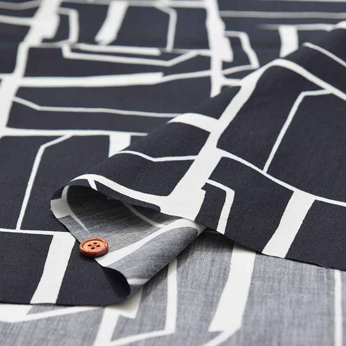 DEVEAUX Cotton typewriter printed fabric Geometric pattern, made in France - nomura tailor