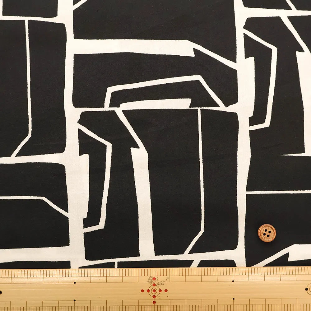 Made in France DEVEAUX Cotton Typewriter Printed Fabric - Black and white - nomura tailor
