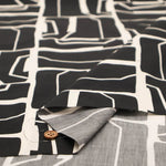 Made in France DEVEAUX Cotton Typewriter Printed Fabric - Black and white - nomura tailor