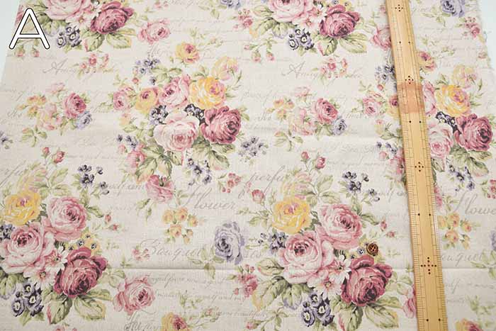 C/L Canvas Printed Fabric Rococo-style English Flowers - nomura tailor