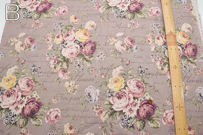 C/L Canvas Printed Fabric Rococo-style English Flowers - nomura tailor