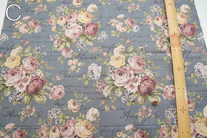 C/L Canvas Printed Fabric Rococo-style English Flowers - nomura tailor