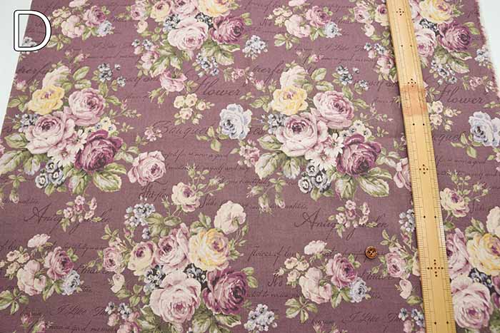 C/L Canvas Printed Fabric Rococo-style English Flowers - nomura tailor