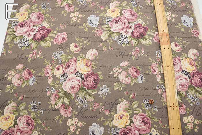 C/L Canvas Printed Fabric Rococo-style English Flowers - nomura tailor