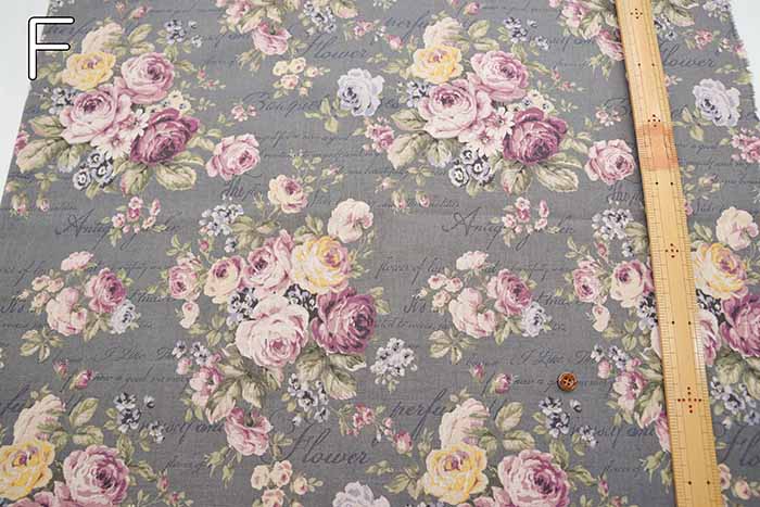 C/L Canvas Printed Fabric Rococo-style English Flowers - nomura tailor