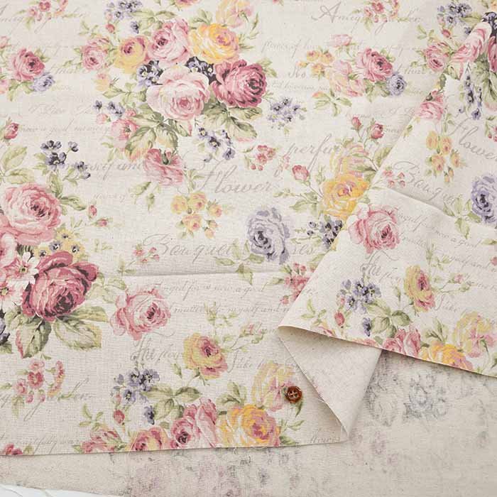 C/L Canvas Printed Fabric Rococo-style English Flowers - nomura tailor