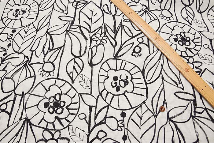 Linenkross print fabric paint flower - nomura tailor