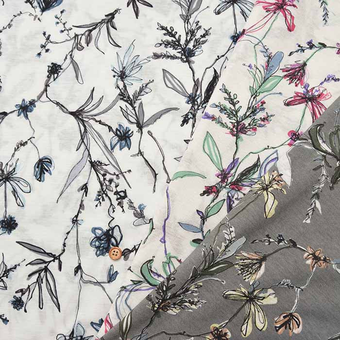 Cotton high-twisted SZ jersey printed fabric Flora - nomura tailor