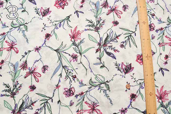 Cotton high-twisted SZ jersey printed fabric Flora - nomura tailor