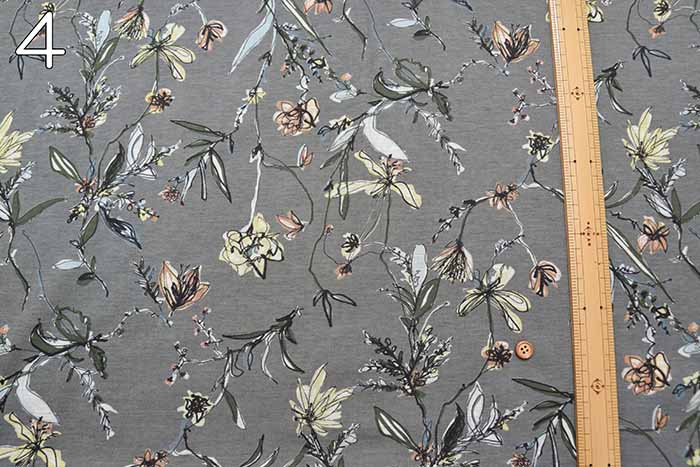 Cotton high-twisted SZ jersey printed fabric Flora - nomura tailor