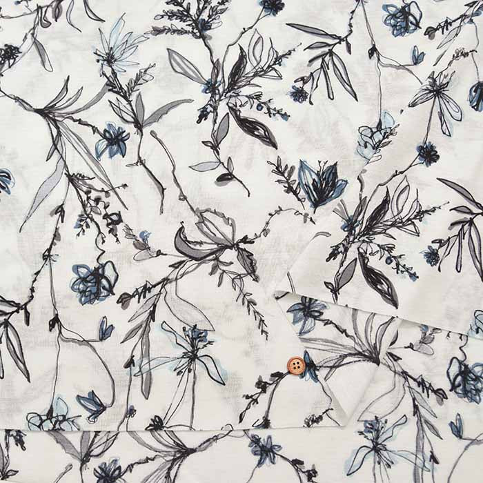 Cotton high-twisted SZ jersey printed fabric Flora - nomura tailor