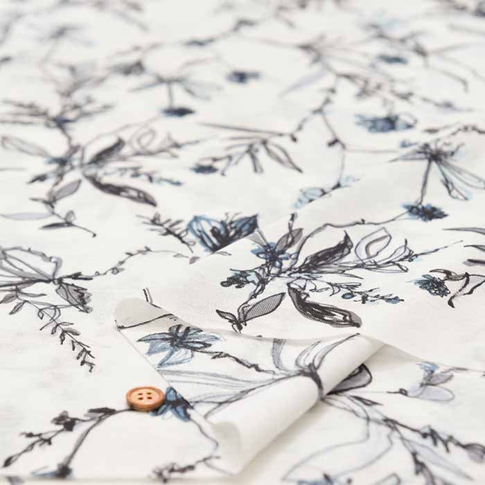 Cotton high-twisted SZ jersey printed fabric Flora - nomura tailor