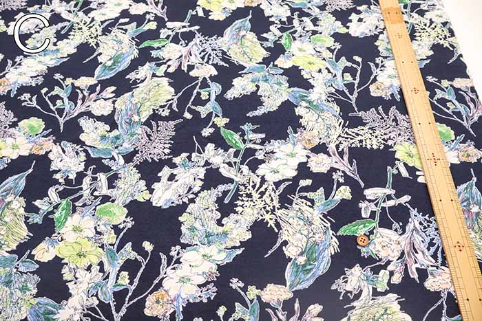 Cotton 30SZ Jersey Knit Printed Fabric - Botanical - nomura tailor