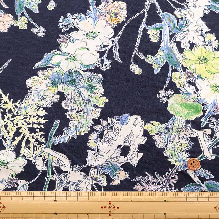 Cotton 30SZ Jersey Knit Printed Fabric - Botanical - nomura tailor