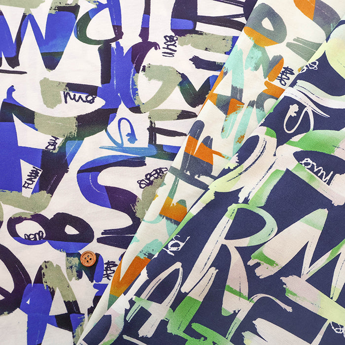 W Mercerized Cotton Jersey Knit Printed Fabric - Art - nomura tailor