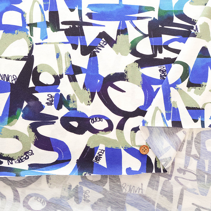 W Mercerized Cotton Jersey Knit Printed Fabric - Art - nomura tailor