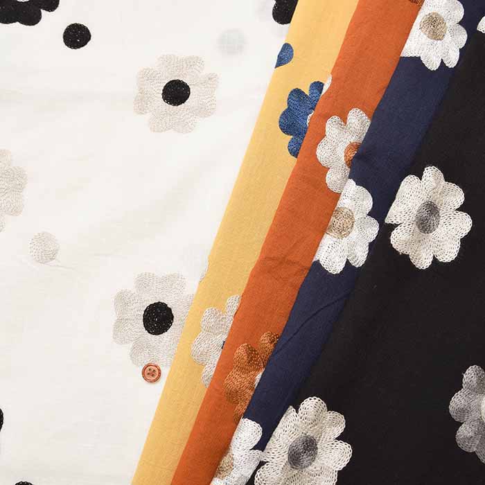 Made in China Slub Cotton Embroidery Fabric - Simple Flower - nomura tailor