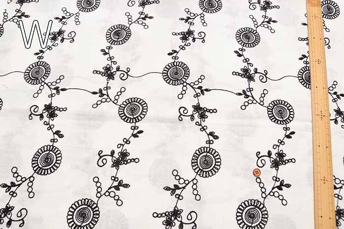 Made in China Slub cotton embroidery fabric Simple Flower - nomura tailor