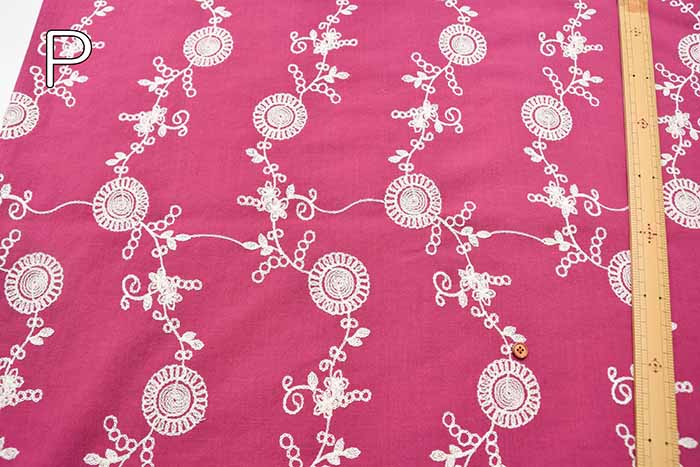 Made in China Slub cotton embroidery fabric Simple Flower - nomura tailor