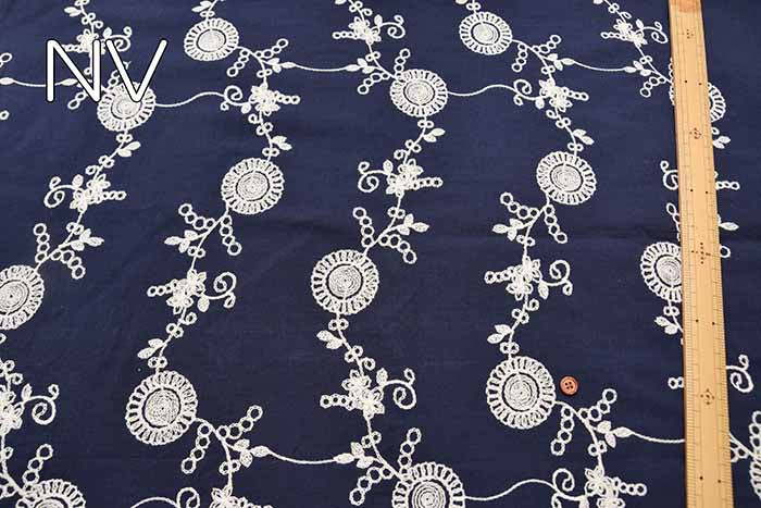 Made in China Slub cotton embroidery fabric Simple Flower - nomura tailor