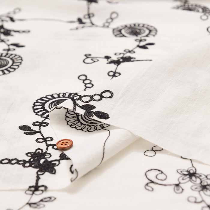 Made in China Slub cotton embroidery fabric Simple Flower - nomura tailor