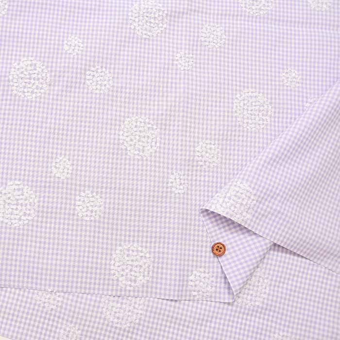 Cotton yarn-dyed gingham embroidery fabric Random dots - nomura tailor