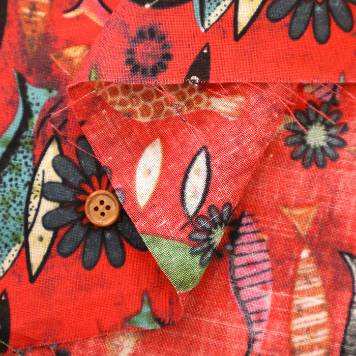 Made in China Linen Printed Fabric - Fish Flower - nomura tailor