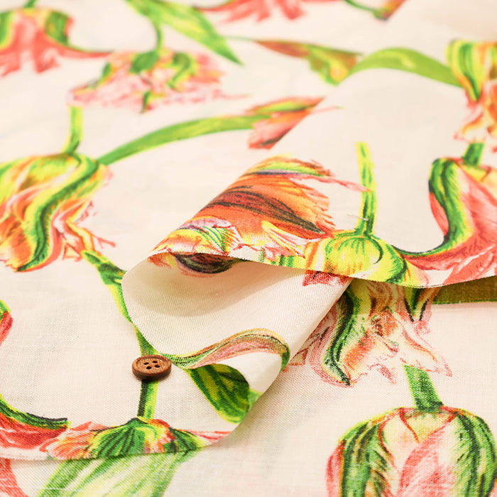 Made in China Linen Printed Fabric - Flower - nomura tailor