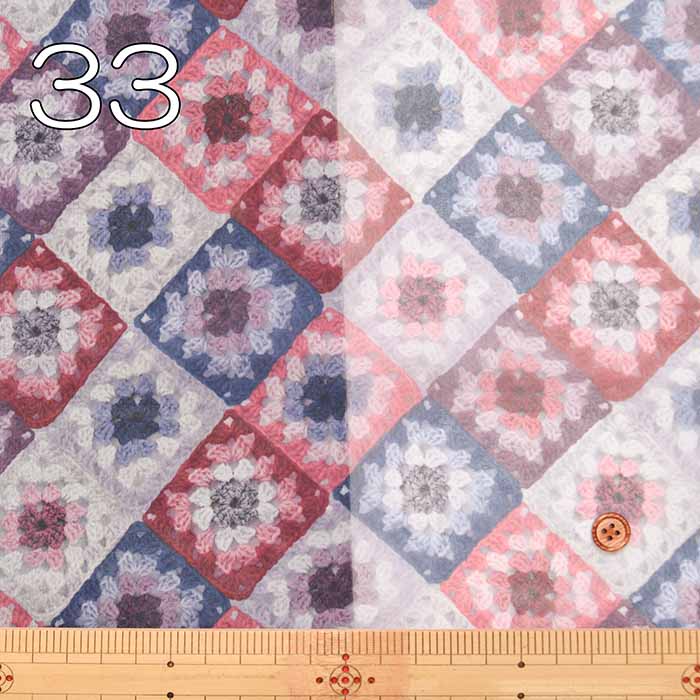 Polyester shadow check printed fabric Crochet knit - nomura tailor