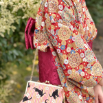 Cotton Muslin Lame (Glitter) Fabric - Chrysanthemum Mandala - nomura tailor