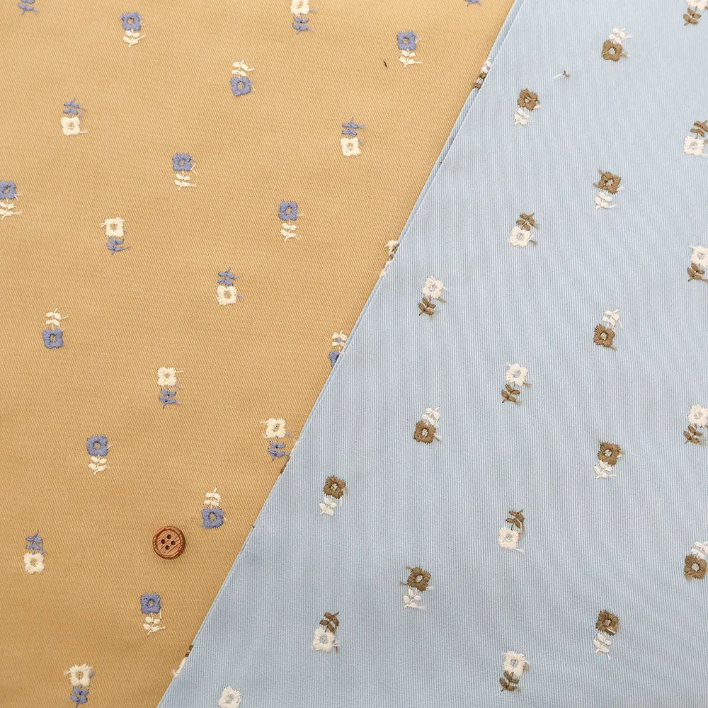 Cotton Twill Embroidered Fabric - Mini Flowers - nomura tailor
