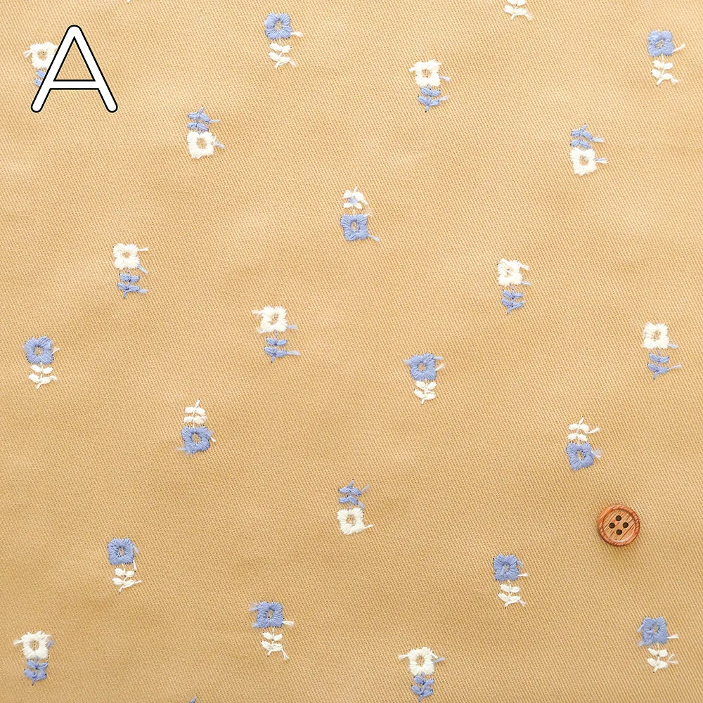 Cotton Twill Embroidered Fabric - Mini Flowers - nomura tailor