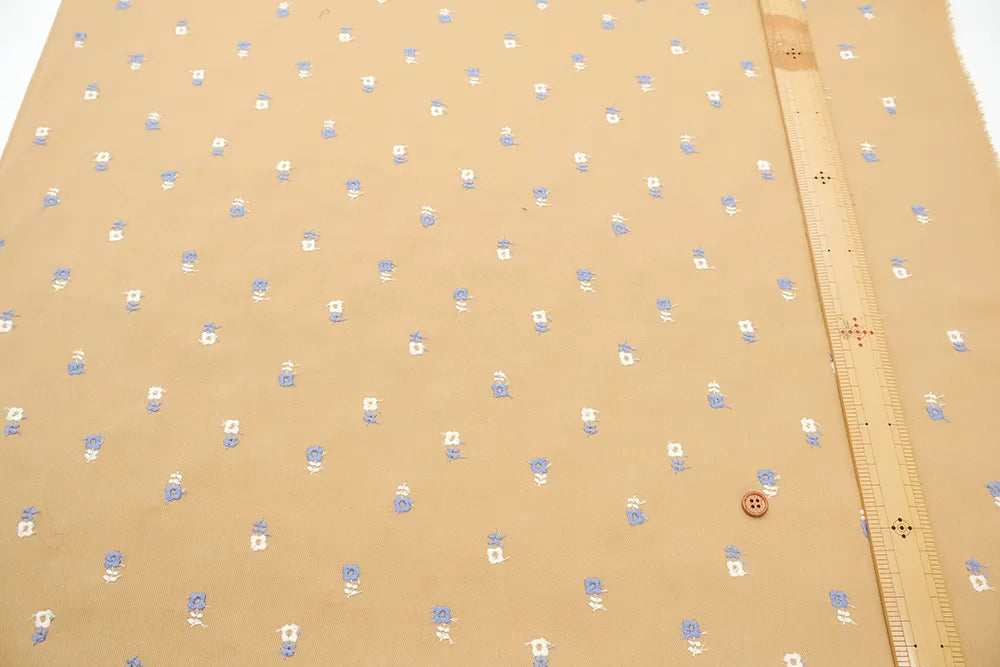 Cotton Twill Embroidered Fabric - Mini Flowers - nomura tailor