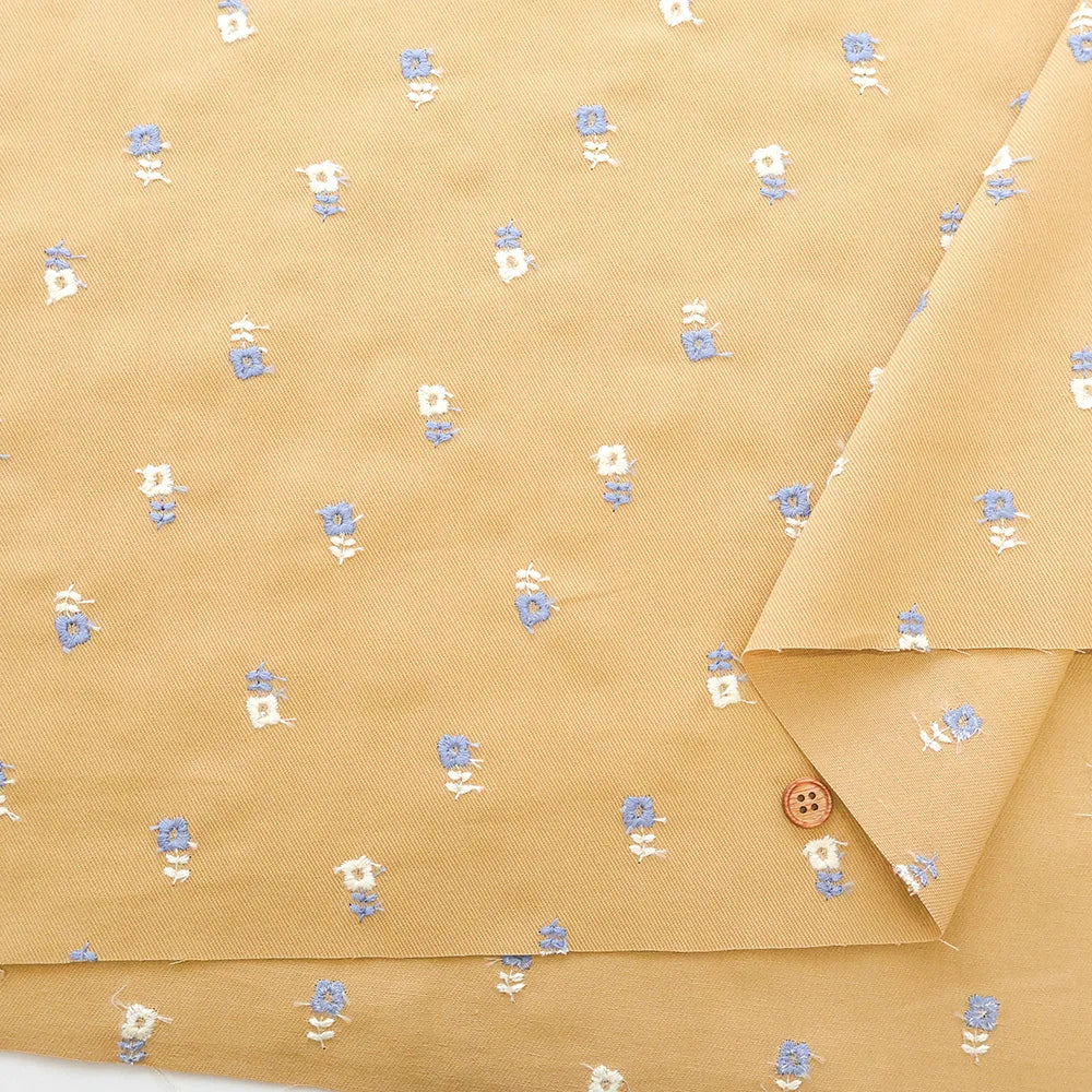 Cotton Twill Embroidered Fabric - Mini Flowers - nomura tailor